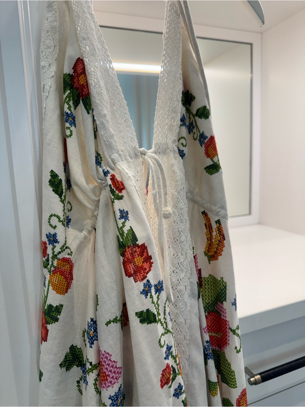 White Embroidered Floral Halter cover up - Picture 10 of 14